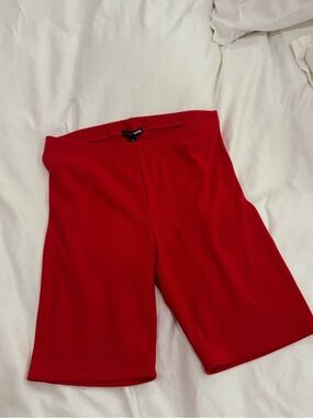 Fashion Nova Red Ribbed Bike Shorts
